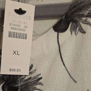 Talbots Ivory and Charcoal Patterned Sweater XL